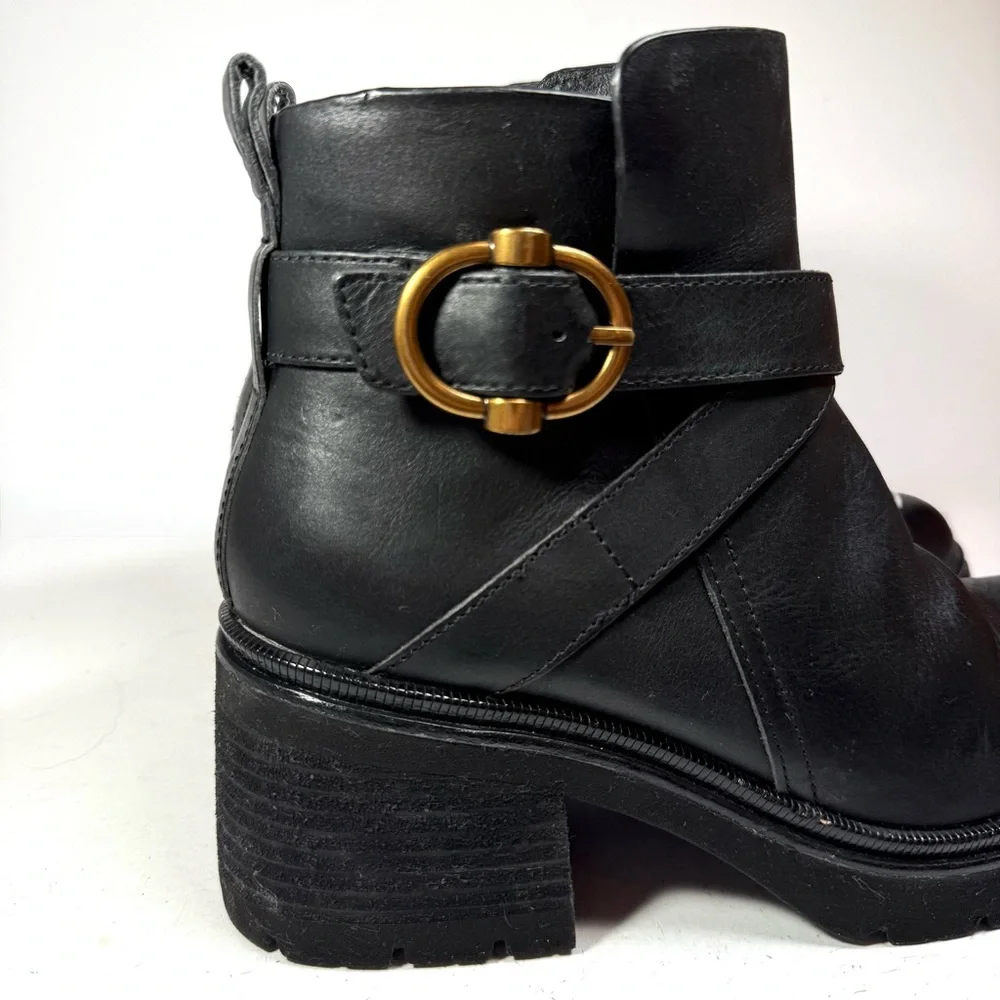 Sofft Jenine Black Leather Platform Ankle Boots Women’s Size‎ 9